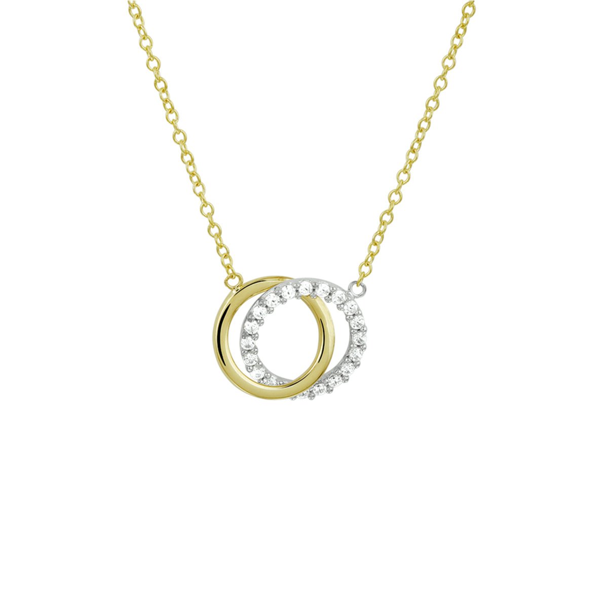 The Fashion Jewelry Collection Ketting Rondjes Zirkonia 1,3 mm 40 - 44 cm - Goud