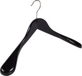 De Kledinghanger Gigant - 4 x Mantel / kostuumhanger lotushout zwart gelakt met schouderverbreding, 44 cm