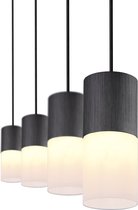 LED Hanglamp - Trion Roba - E27 Fitting - 4-lichts - Rechthoek - Mat Zwart - Aluminium - BSE