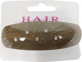 Haarspeld 9.0cm Crocoprint met Steentjes - Beige/Zwart