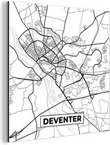 Décoration murale Métal - Peinture Aluminium - Carte - Deventer - Zwart - Wit - 90x90 cm