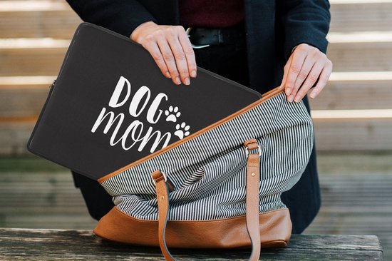 Housse ordinateur 13 pouces 34x24 cm - Chiens Quotes - Housse Macbook & Laptop Quote Dog mom noir décoration murale - Housse ordinateur portable avec photo