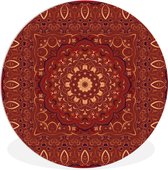 WallCircle - Wandcirkel ⌀ 30 - Perzisch Tapijt - Patronen - Mandala - Rood - Ronde schilderijen woonkamer - Wandbord rond - Muurdecoratie cirkel - Kamer decoratie binnen - Wanddecoratie muurcirkel - Woonaccessoires