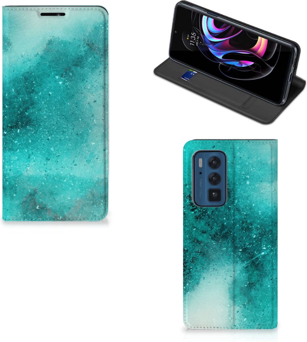 Bookcase Motorola Edge 20 Pro Painting Blue