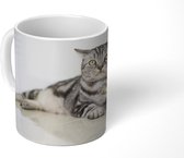 Mok - Koffiemok - Kat - Grijs - Dier - Meisjes - Kinderen - Jongens - Kind - Mokken - 350 ML - Beker - Koffiemokken - Theemok