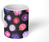 Mok - Verschillende aster bloemen - 350 ML - Beker