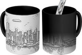Magische Mok - Foto op Warmte Mok - tekening skyline New York - 350 ML