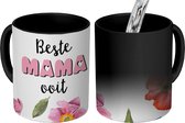 Magische Mok - Foto op Warmte Mokken - Koffiemok - Spreuken - Quotes Beste Mama Ooit - Cadeau moeder - Moederdag - Bloemen - Magic Mok - Beker - 350 ML - Theemok - Mok met tekst