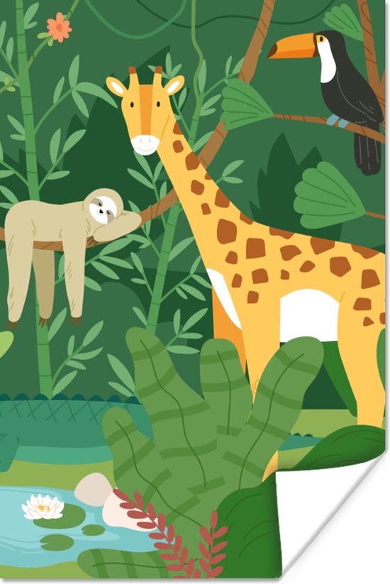 Affiche Jungle - Girafe - Toucan - Paresseux - 80x120 cm