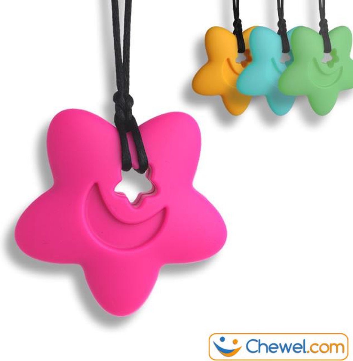 Bijtketting Kauwketting | Ster met maantje | 4 kleuren | Roze | Chewel ® — afbeelding 13