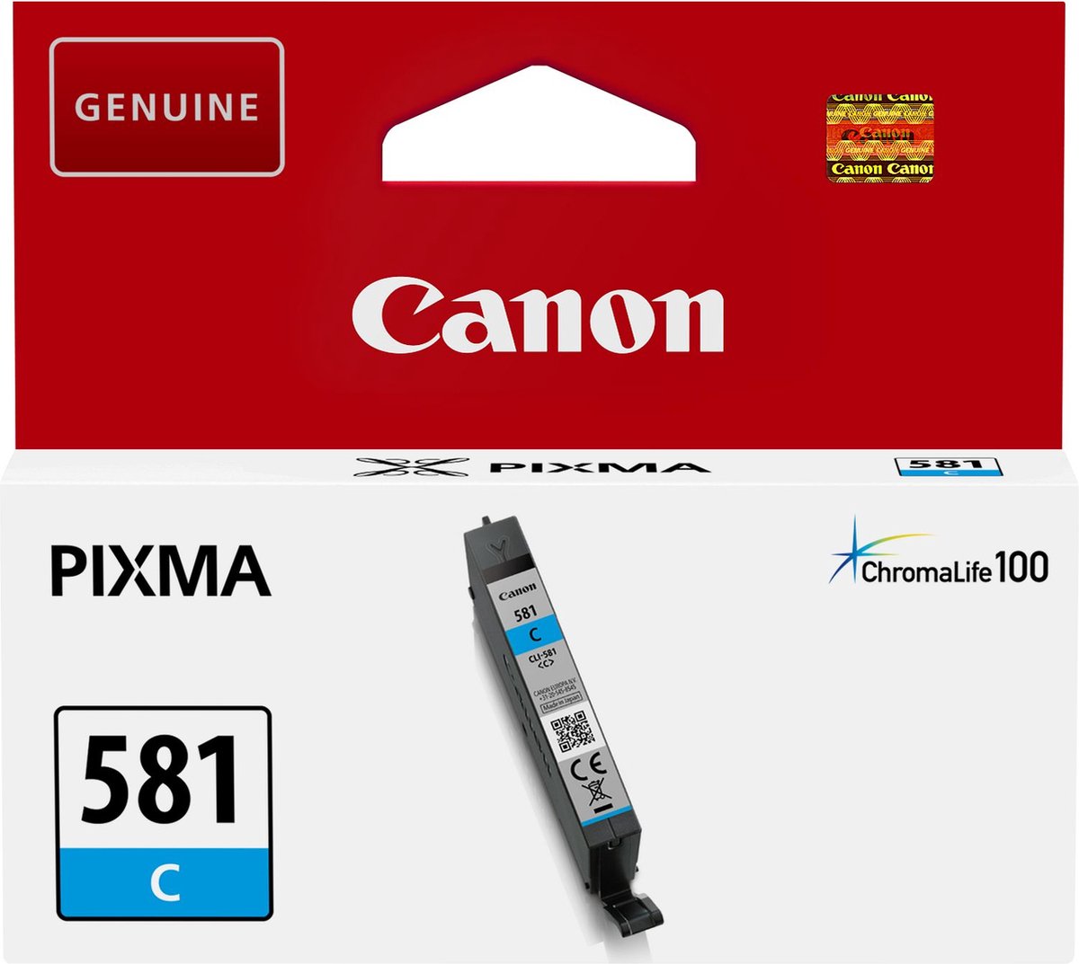 Canon CLI-581C - 5.6 ml - cyaan - origineel - inkttank - voor PIXMA TS6251, TS6350, TS6351, TS8251, TS8252, TS8350, TS8351, TS8352, TS9550, TS9551