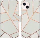 iMoshion Design Softcase Book Case iPhone 13 hoesje - White Graphic