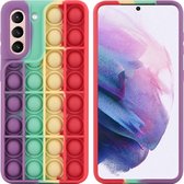 iMoshion Pop It Fidget Toy - Pop It hoesje voor de Samsung Galaxy S21 - Rainbow