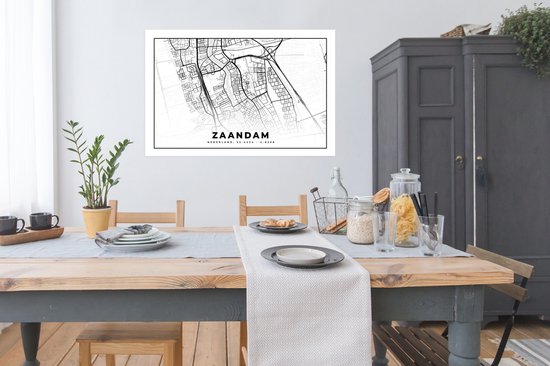 Poster Plan de ville - Zaandam - Nederland - 120x80 cm