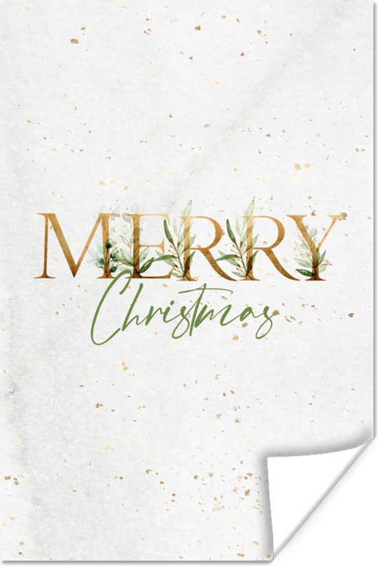 Poster Kerst - Quotes - Merry Christmas - Spreuken - Goud - 20x30 cm - Kerstmis Decoratie - Kerstversiering - Kerstdecoratie Woonkamer - Kerstversiering - Kerstdecoratie voor binnen - Kerstmis