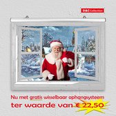 D&C Collection - poster - kerst poster - 60x45 cm - doorkijk - wit venster met Kerstman en sneeuw landschap - winter poster - kerst decoratie- kerstinterieur - kerst wanddecoratie
