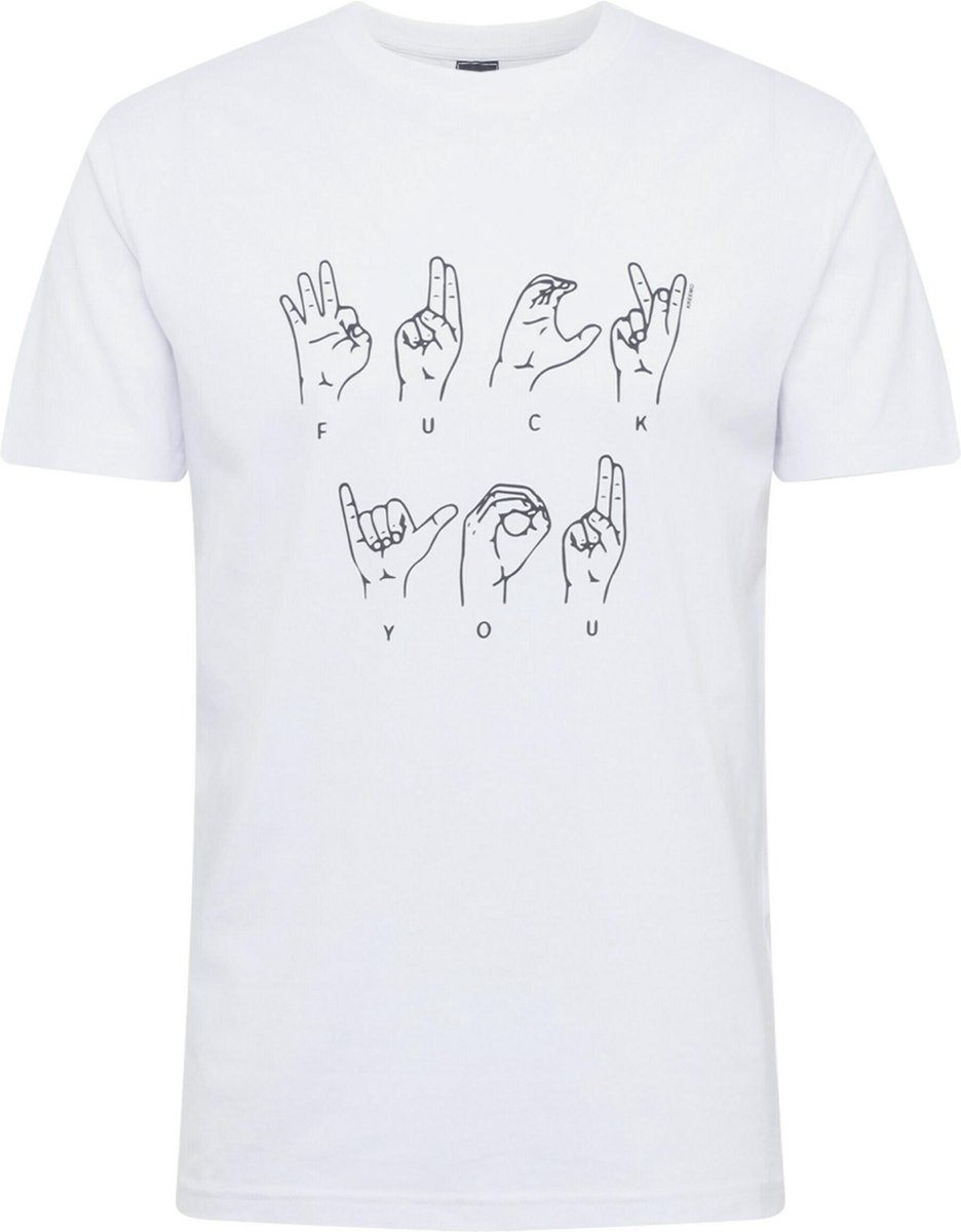 Mister Tee FU Sign Language Heren T-shirt XS Wit