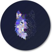 Abstracte Wolf - Muurcirkel Forex 70cm | Wandcirkel voor binnen - Minimalist - Dieren