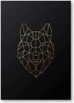 Minimalist Wolf - Goud - 120 Stukjes puzzel voor volwassenen - Dieren