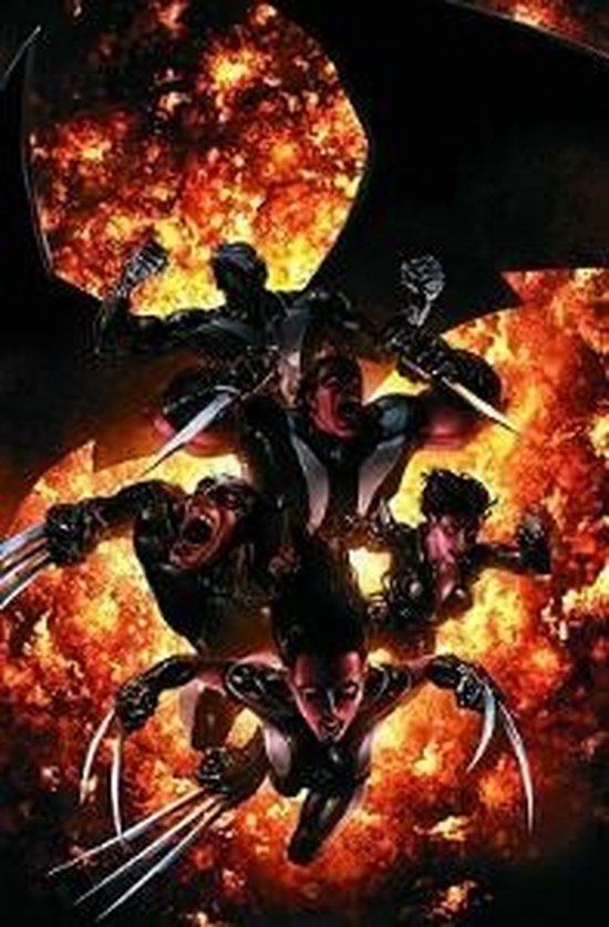 X-Force stripboek met vijf helden in actie, met Wolverine, X-23, Domino, Warpath en Cable tegen een explosieve achtergrond.