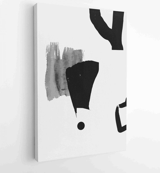 Zwart-wit abstracte muurkunst achtergrond vector 2 - Moderne schilderijen – Verticaal – 1909205602 - 80*60 Vertical