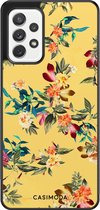Samsung a52s hoesje - Bloemen geel flowers | Samsung Galaxy A52 5G case | Hardcase backcover zwart
