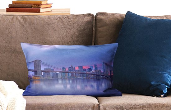 Sierkussen New York Luxury Deco pour l'intérieur - New York derrière le Bridge de Brooklyn - 50x30 cm - coussin intérieur rectangulaire en coton