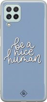 Samsung A22 4G hoesje siliconen - Be a nice human | Samsung Galaxy A22 4G case | paars | TPU backcover transparant