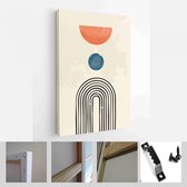 Een trendy set van abstracte handgeschilderde illustraties voor briefkaart, social media banner, brochure omslagontwerp of wanddecoratie achtergrond - moderne kunst canvas - vertic