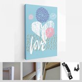 Happy Valentine's Day set kaarten. Handgetekende romantische belettering - Modern Art Canvas - Verticaal - 1626998131