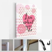 Happy Valentine's Day set kaarten. Handgetekende romantische belettering - Modern Art Canvas - Verticaal - 1626998134