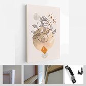 Schilderen Muur Foto's Home Room Decor. Moderne abstracte kunst botanische kunst aan de muur. Boho. Minimal Art Bloem op Geometrische Vormen Achtergrond - Modern Art Canvas - Verti