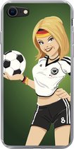 Geschikt voor iPhone 8 hoesje - Een illustratie van een meisje met Duitse kleding en een voetbal - Meiden - Meisjes - Kinderen - Siliconen Telefoonhoesje