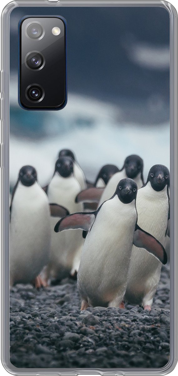 Telefoonhoesje Geschikt voor Samsung Galaxy S20 FE hoesje - Adelie pinguïns op het strand - Siliconen Telefoonhoesje Telefoonhoesje