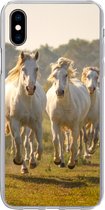 Geschikt voor iPhone Xs hoesje - Galopperende witte paarden - Siliconen Telefoonhoesje