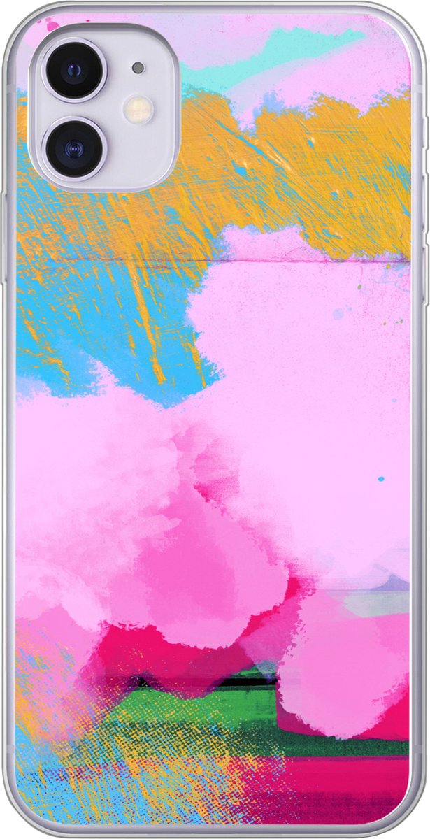 Telefoonhoesje Geschikt voor iPhone 11 hoesje - Verf - Regenboog - Abstract - Siliconen Telefoonhoesje Telefoonhoesje