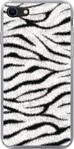 Geschikt voor iPhone 8 hoesje - Dierenprint - Zebra - Wit - Siliconen Telefoonhoesje