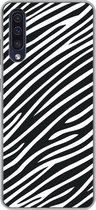 Geschikt voor Samsung Galaxy A50 hoesje - Dierenprint - Zebra - Zwart - Siliconen Telefoonhoesje