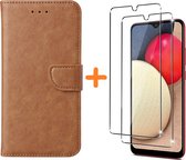 Samsung A03S hoesje - bookcase Bruin - Galaxy A03S wallet case portemonnee hoesje - A03S Hoesje book cover hoesjes Samsung A03s screenprotector / 2X Beschermglas