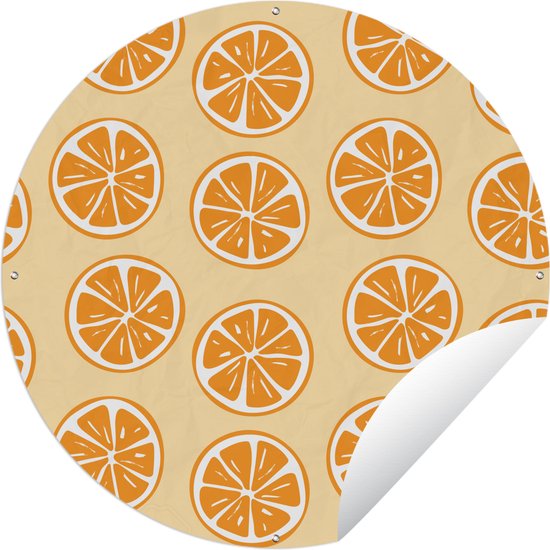 Tuincirkel Fruit - Sinaasappel - Tropisch - 120x120 cm - Ronde Tuinposter - Buiten XXL / Groot formaat!