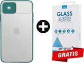 Backcase CamShield Slide Cover Camera Bescherming iPhone SE (2020) Groen - Gratis Screen Protector - Telefoonhoesje - Smartphonehoesje