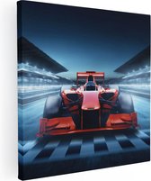 Artaza Canvas Schilderij Formule 1 Auto bij de Finish - Rood - 50x50 - Foto Op Canvas - Canvas Print