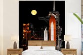 Behang - Fotobehang Maan - Raket - Ruimte - Breedte 210 cm x hoogte 260 cm