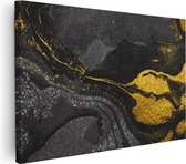 Artaza Canvas Schilderij Abstracte Kunst - Zwart Gouden Marmer - 120x80 - Groot - Foto Op Canvas - Wanddecoratie Woonkamer