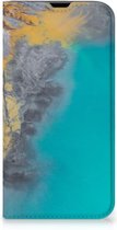 Hoesje Geschikt voor iPhone 13 Pro Flip Case Marble Blue Gold