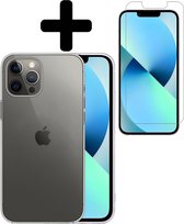 iPhone 13 Pro Max Hoesje Siliconen Case Hoes Met Screenprotector - iPhone 13 Pro Max Hoesje Cover Hoes Siliconen Met Screenprotector - Transparant