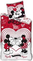 dekbedovertrek Mickey & Minnie 140 x 200 cm polyester rood