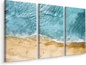 Schilderij - Luchtfoto van de oceaan en het strand, 3 luik, premium print