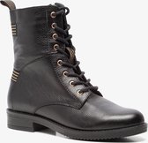 TwoDay leren dames veterboots - Zwart - Maat 39 - Echt leer