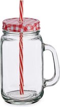 drinkbeker Jar junior 700 ml glas rood/wit